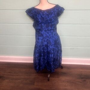 Heim Jeunes Filles Paris for Harrods Blue Floral Fit & Flare Cocktail Dress